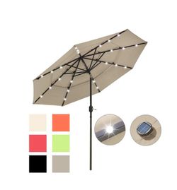 9ft Prelit Umbrella 3-Tiered Patio Umbrella with Lights (Color Options) - Home Business Outdoor Patio - Paraguas - Independence Day Sale