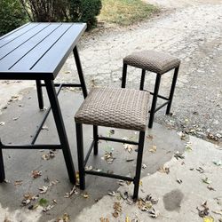 Outdoor High Table And 2 Chairs