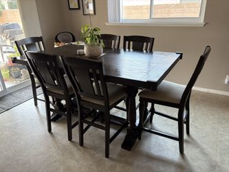 Wood Dining Table With 6 Chairs 72” x 40” x 36” matching server available)