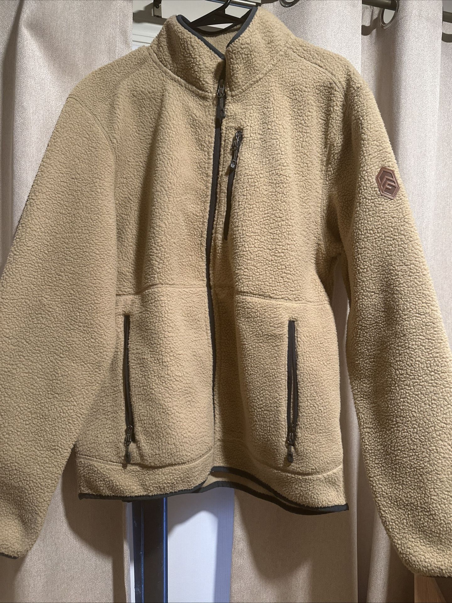 Free Country Men's Signature Sherpa Fleece Jacket Sz M 38-40 Camel Full Zip
