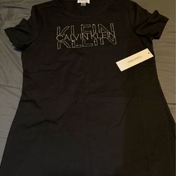Calvin Klein Studded Logo Cotton Crew Neck Black Women's