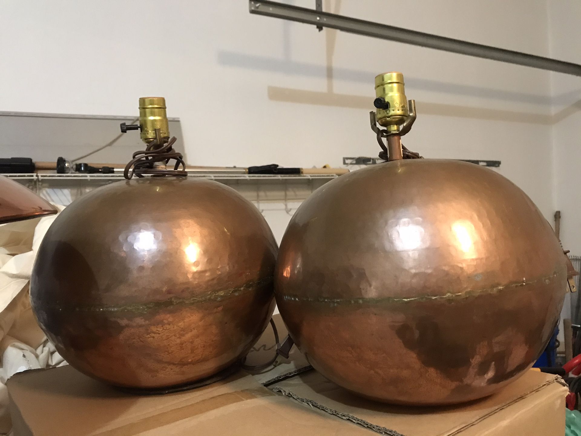 Copper hammered table lamps (2)