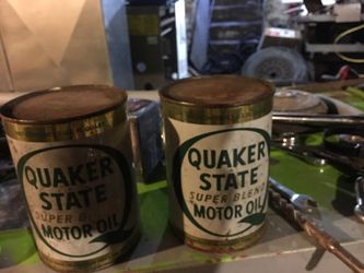 2 Quaker state motor oil cans. Full