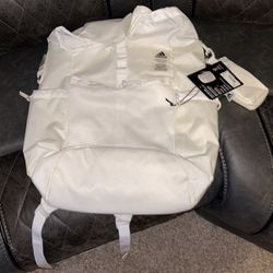 All White Adidas Backpack 