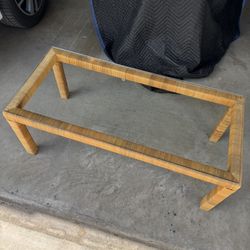 Rattan Wrapped Glass Coffee Table – Coastal Modern Style