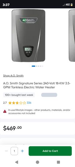 AO SMITH ELECTRIC TANKLESS WATER HEATER 240V