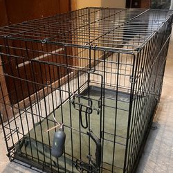 Dog Cage L 36”  W23” H25” Includes Leak-Proof Pan, Floor Protecting Feet, & Cover Cloth 