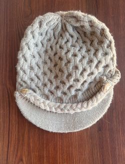 Calvin Klein Beige Knit Visor Beanie Hat