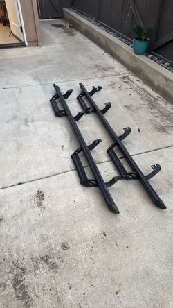 Black Steel Running Boards Side Steps Pair