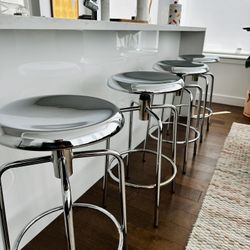 Set of 4 Ayala Silver Chrome Counter Stool