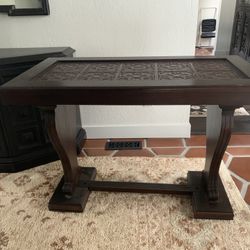 Entry Console Table With Carved Wood Design