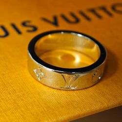 Letter Engraving Design Brass Metal Ring Men Silver