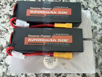 2S Lipo Battery 7.4V 6200mAh 50C RC Battery Hard Case with XT60-2 Plug for RC Car