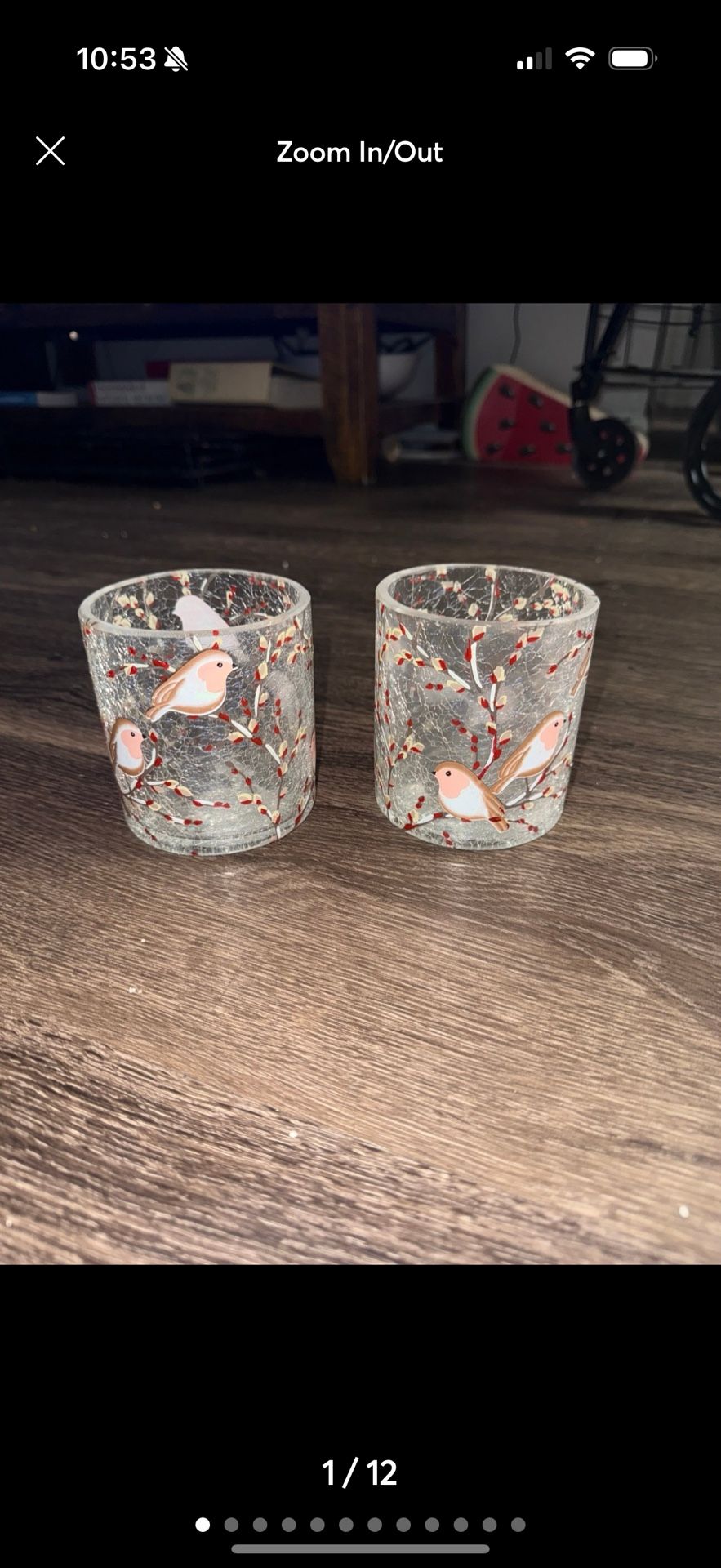 Crackled Glass Robin T-light Holder lot