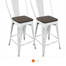 Oregon Vintage White and Espresso High Back Counter Stool 