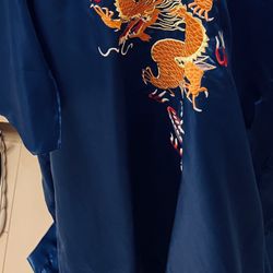 Robe Satin Royal Blue Dragon