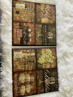 2 Wine Wall Hangings Wood