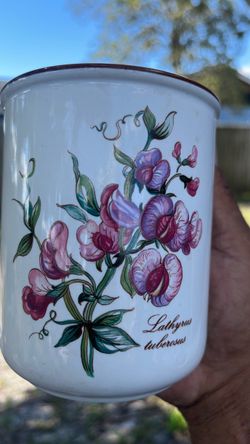Botanical Floral Ceramic Mug Lathyrus Tuberosus