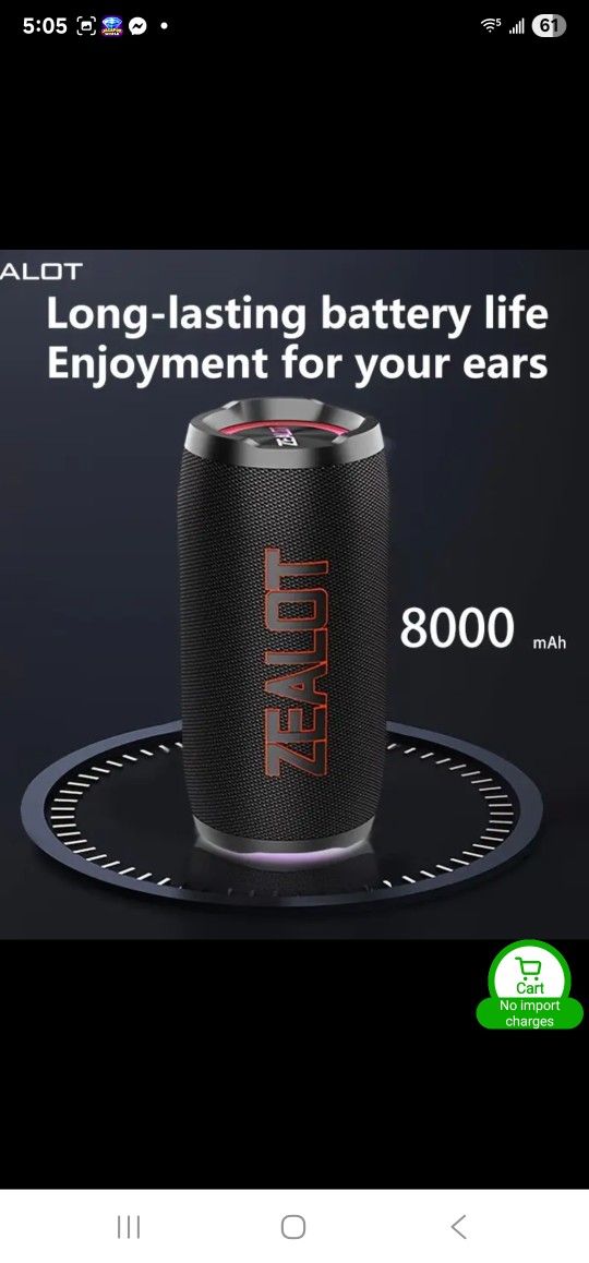 New 50 Watt Bluetooth Speaker Large Battery 8,000 Ma