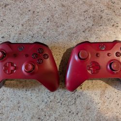 Microsoft - Lot Of 2 Xbox One Wireless Controllers - Red - Great Shape!