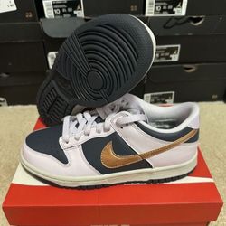 Nike Dunk Low SE GS Blue Thunder Copper Swoosh DX1663-400 Size 5Y/6.5 Womens Brand New