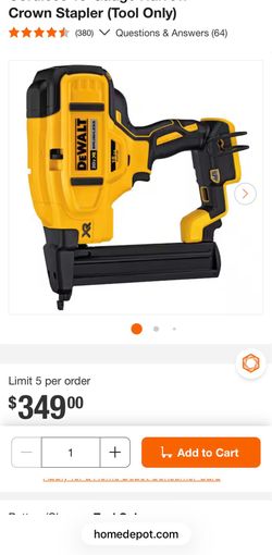20V MAX XR Lithium-Ion Cordless 18-Gauge Narrow Crown Stapler