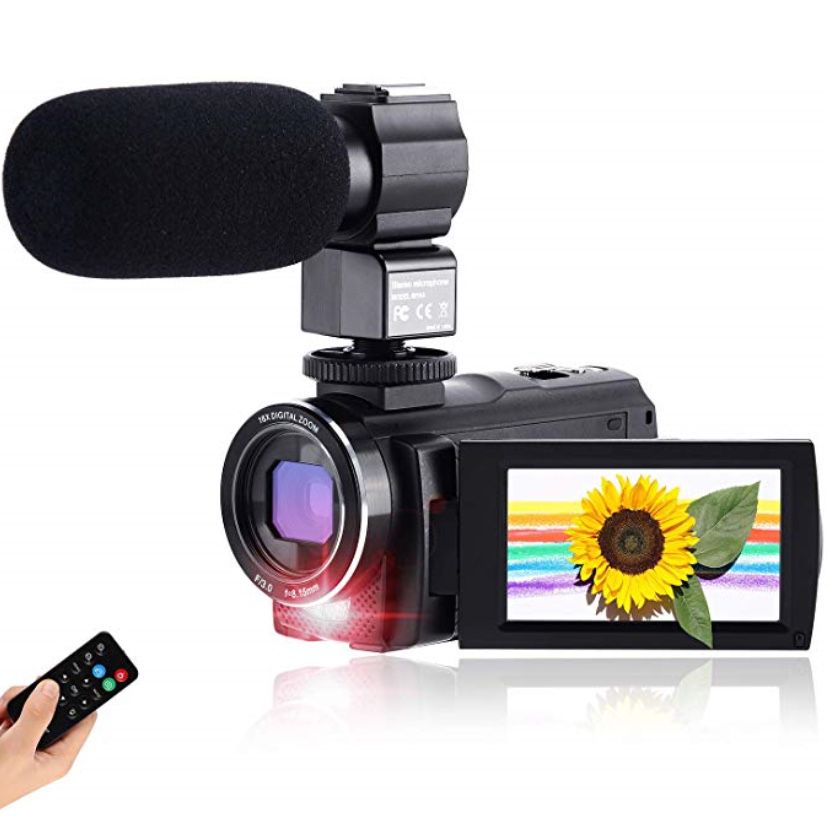 CofunKool Ultra HD 42MP Video Camera 1080P Camcorder 3.0 Inch 270° Rotation IPS Touch Screen YouTube Vlogging Camera with External Microphone Mini Tr