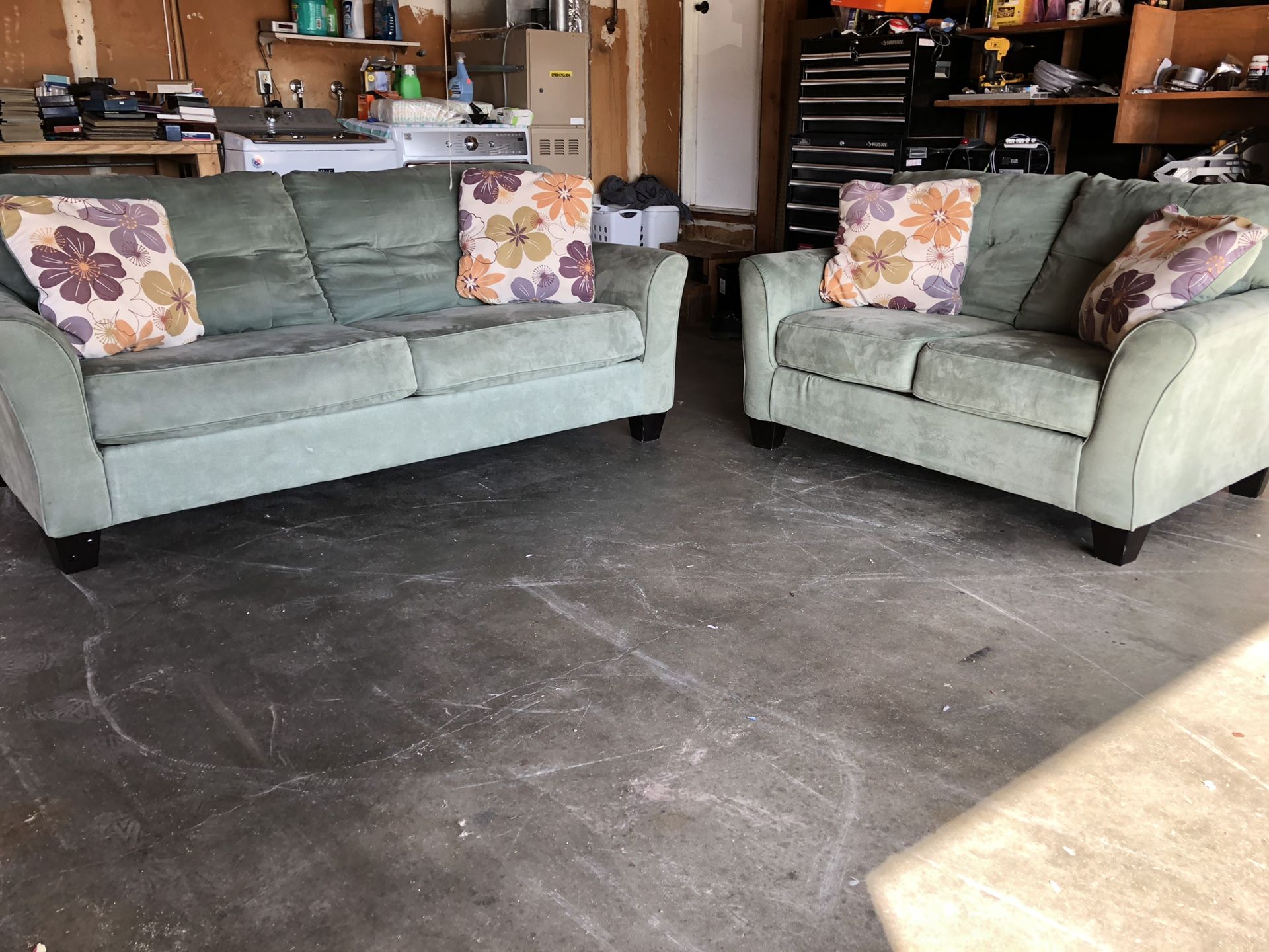 Gorgeous seafoam colored couch & loveseat