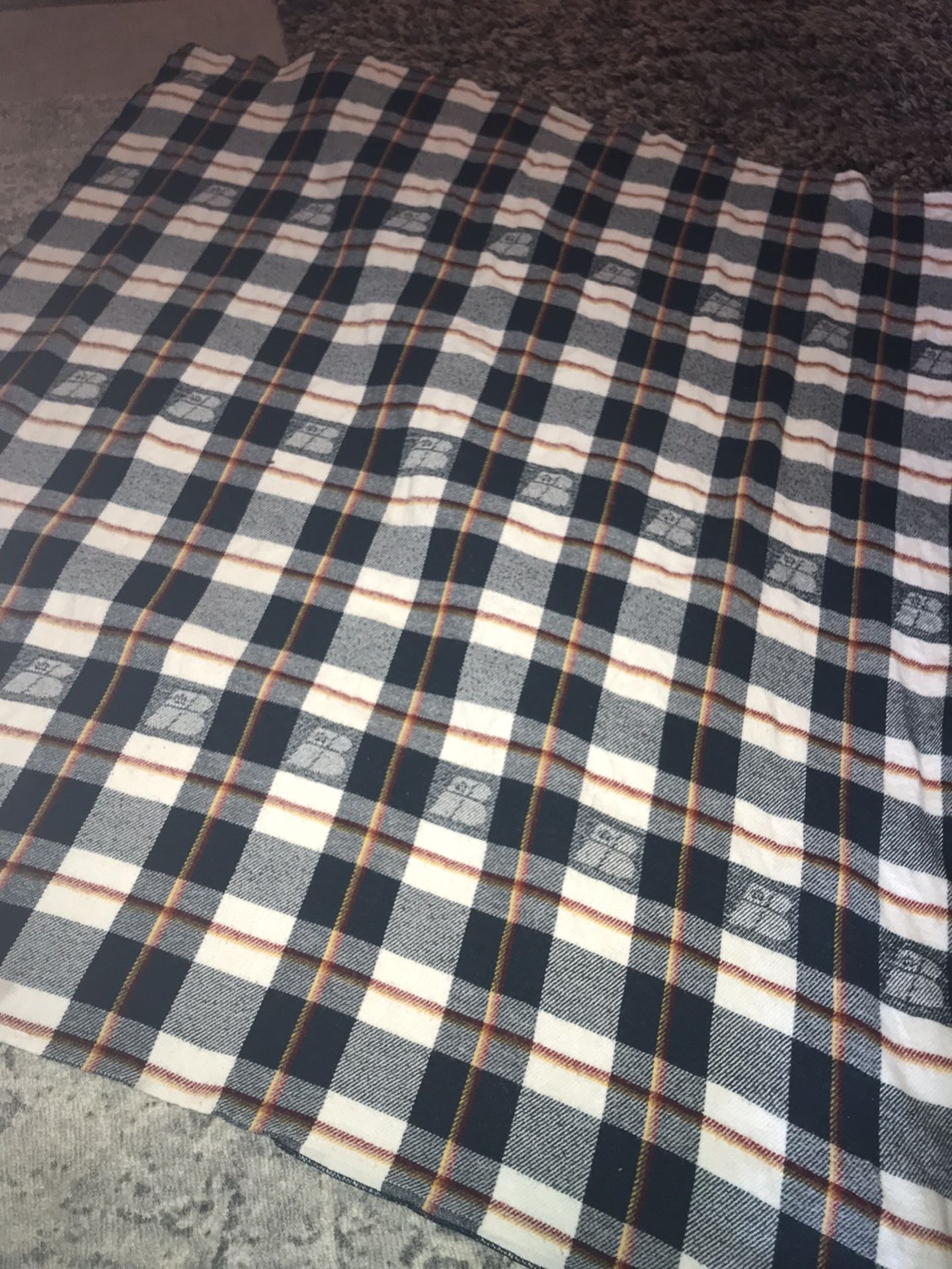 Vintage IBERIA B Airline Crew Cabin Lap Blanket Paduana Spain Plaid Throw