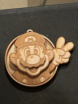 3D Wooden Mario Keychain