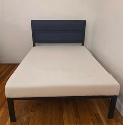 Full size metal bed frame with Upholstered Headboard