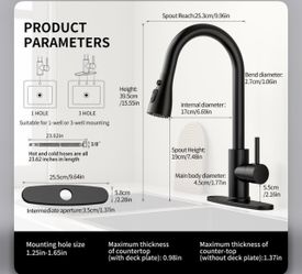Oersitor Kitchen Faucet with Pull Down Sprayer，Brushed Stainless Steel Single Handle Kitchen Faucet，Multiple Modes Switch Water,1/3 Hole, Deck Plate I