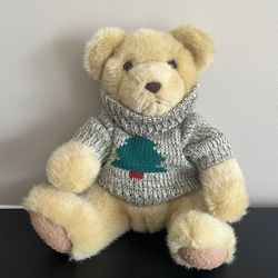 Hallmark Trevor Teddy Bear Tan Plush 11in Christmas Tree Knit Sweater Vintage