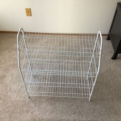 White Metal Wire Shoe Rack or Plant Shelf