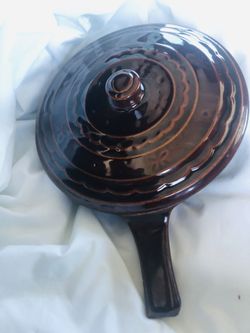 Antique Stoneware Har Crest covered bowl with lid