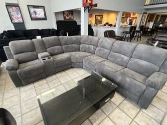 Super Comfy Gray Corduroy Sectional with Recliners!!