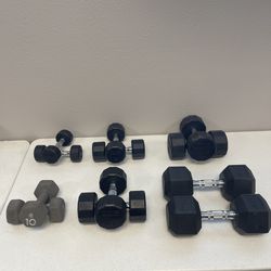 Cap Rubber Coated Dumbbells 5lbs 10lbs 40lbs Black & Silver