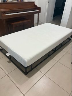 Twin metal frame and mattress