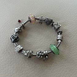 Pandora Sterling Silver Bracelet W/ Charms