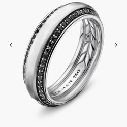 David Yurman 18k White Gold & Black Diamond Ring - Size 8.5 - NEVER USED!