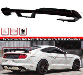 15-23 Ford Mustang Gloss Black Spoiler W/ Smoke Gurney Flap