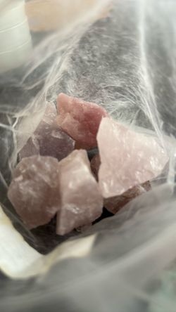 Crystals rose quarts and amazonite
