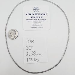 10k white gold 20" micro cuban chain