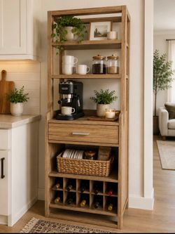Modern Coffee Bar / Home Bar Cabinet with Wine Rack