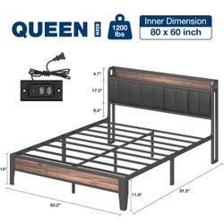 Queen Bed Frame with Headboard