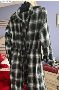 New Plaid Flannel Jumpsuit Size Medium