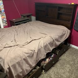 Wooden Trundle Bed With Storage Full/twin