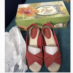 Easy Street Women's Red Super Flex Espadrille Slingback Sandals size8