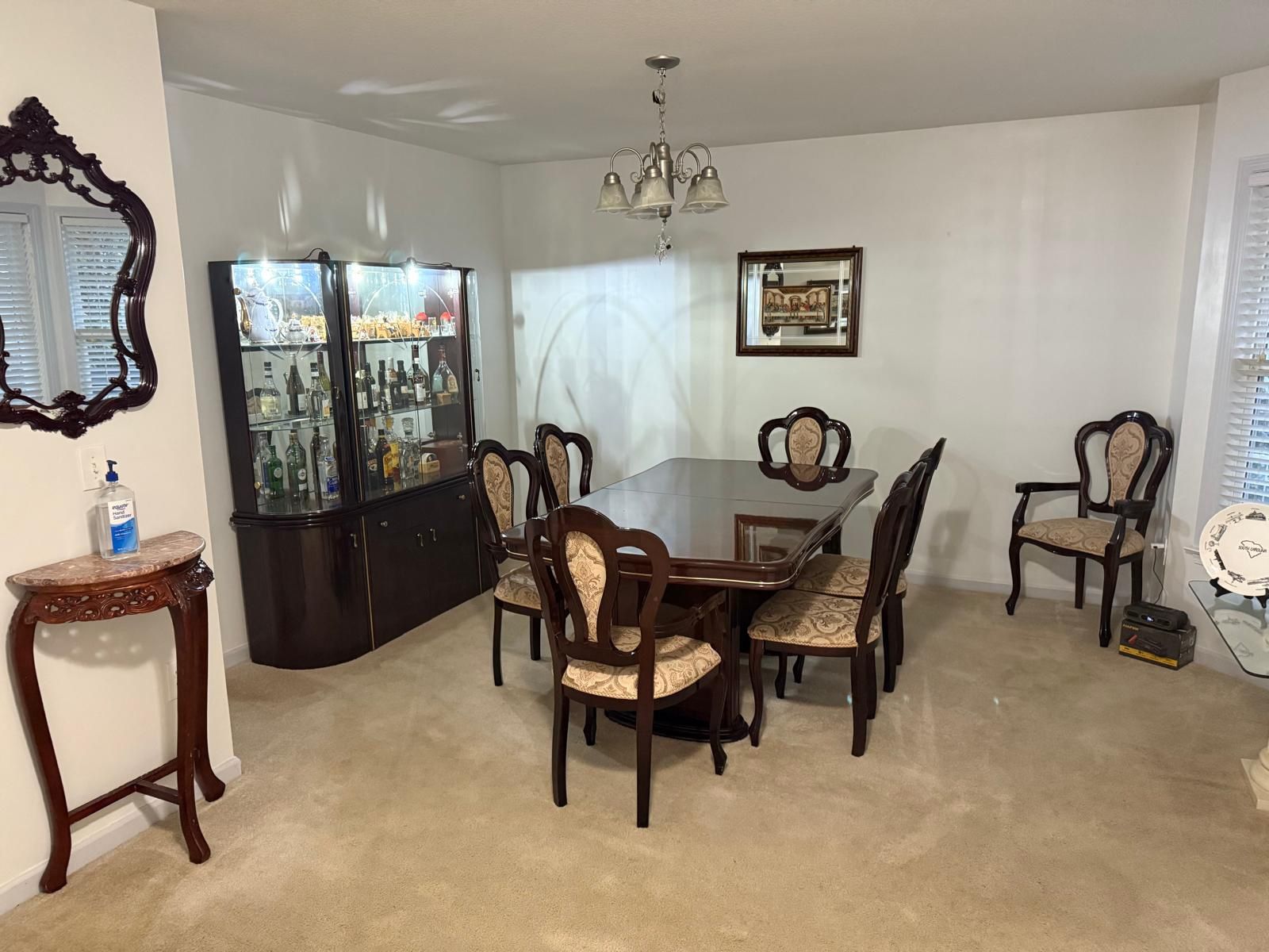 Dining room set+ Classic Buffet Cabinet, Sony Tv with console, Stool Chairs set of 2.