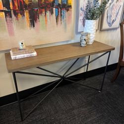 Wood Console Table with Metal Legs